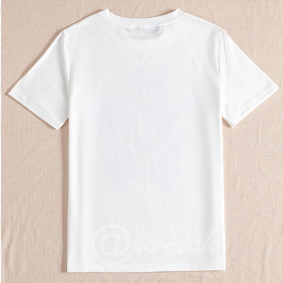 White Graphic Tee Shirt Short Sleeve Floral Hippie Surf Bus Print - Picture 2 of 6